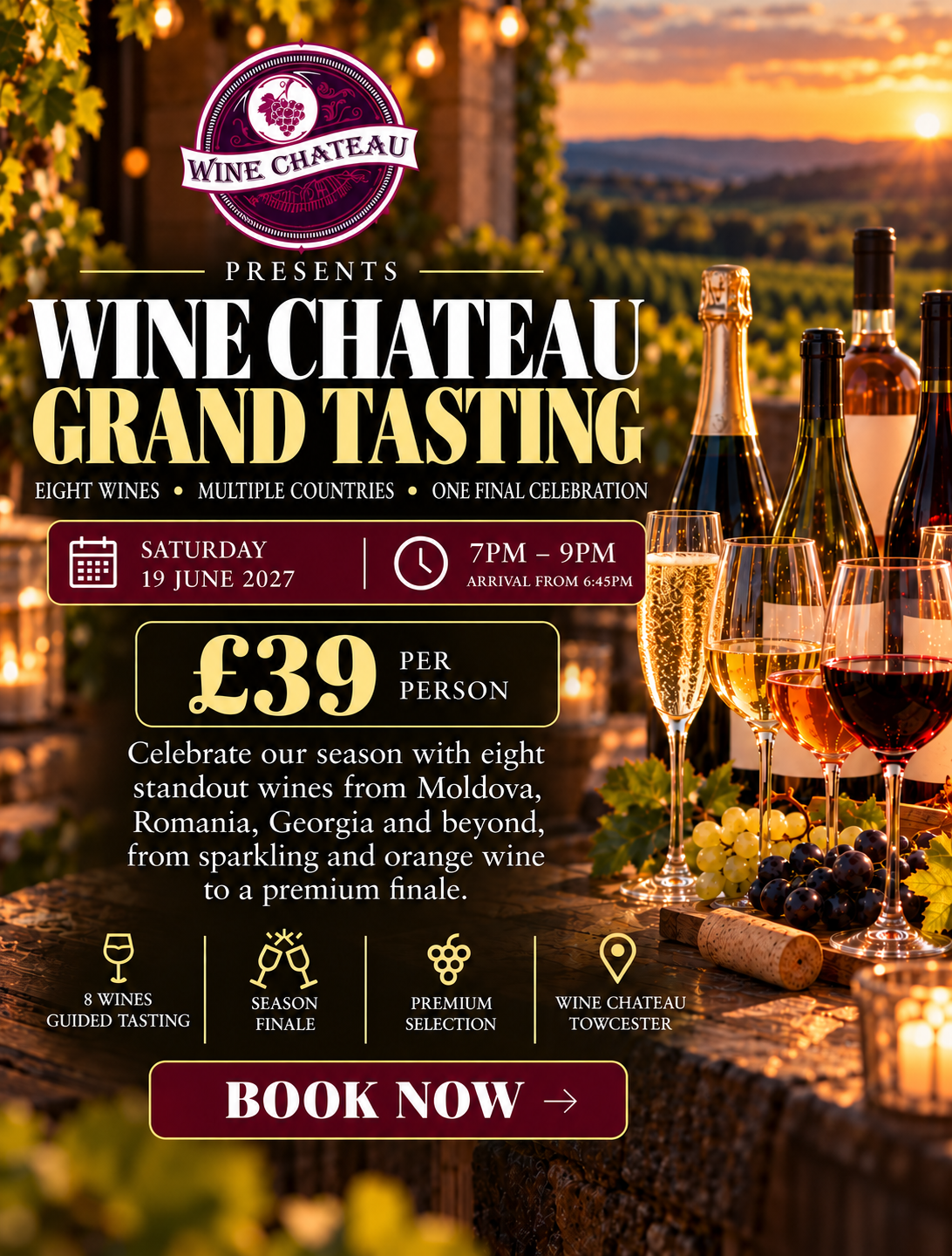 Wine Chateau Grand Tasting at Wine Chateau Towcester, Saturday 19 June 2027, £39 per person