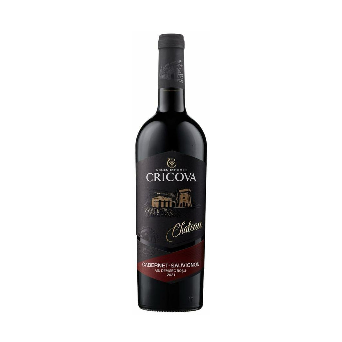 Cricova Cabernet – Semi-Dry Red Wine – front-facing bottle on white background