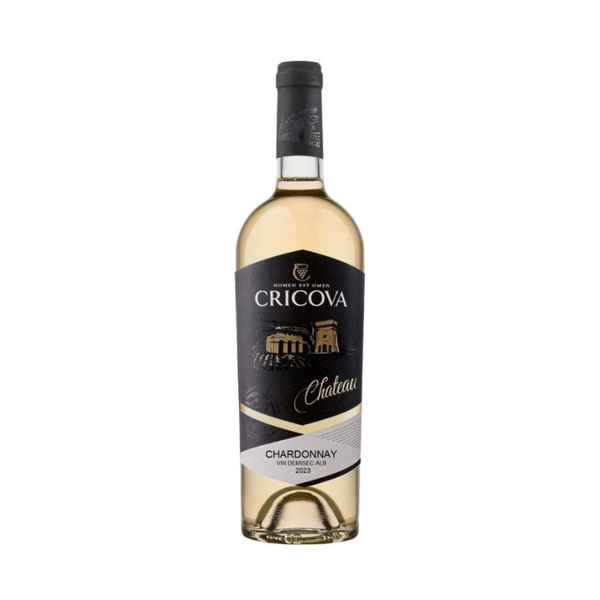 Cricova Chardonnay – Semi-Dry White Wine – front-facing bottle on white background