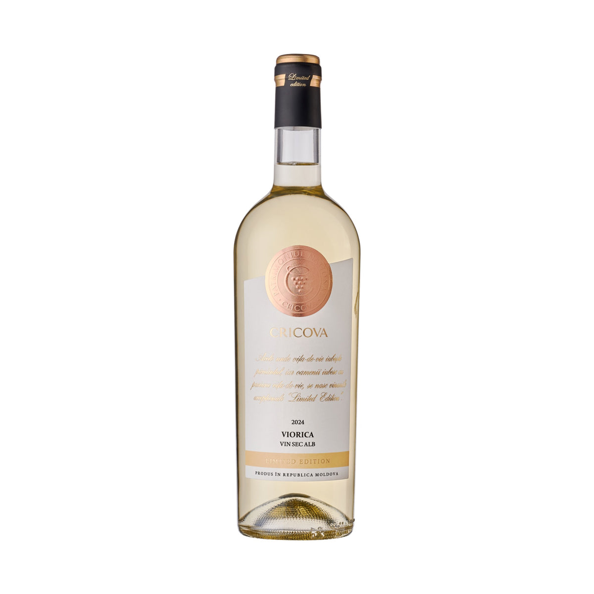 Cricova Limited Edition Viorica – Dry White Wine – front-facing bottle on white background