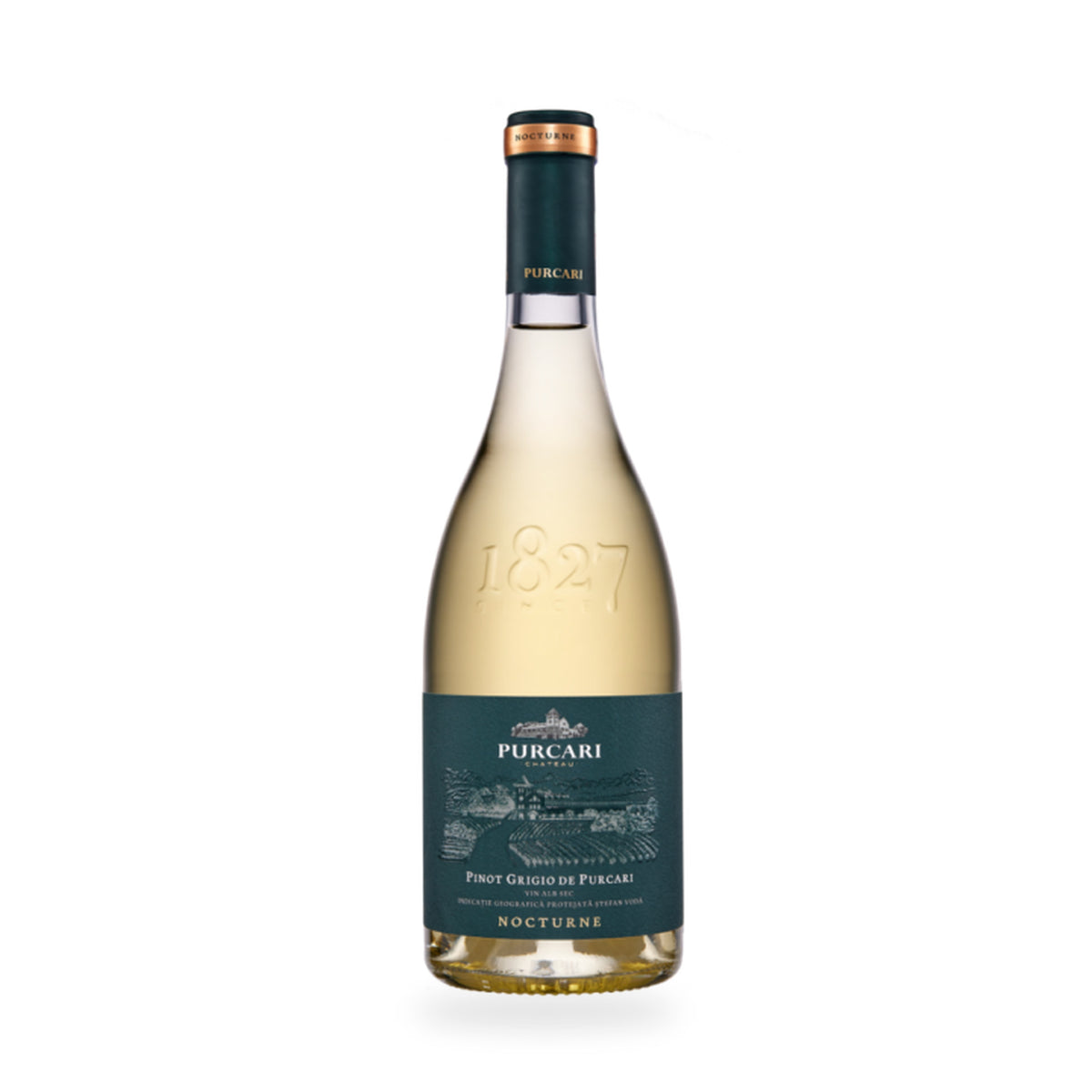 Château Purcari Nocturne Pinot Grigio – Dry White Wine – front-facing bottle on white background
