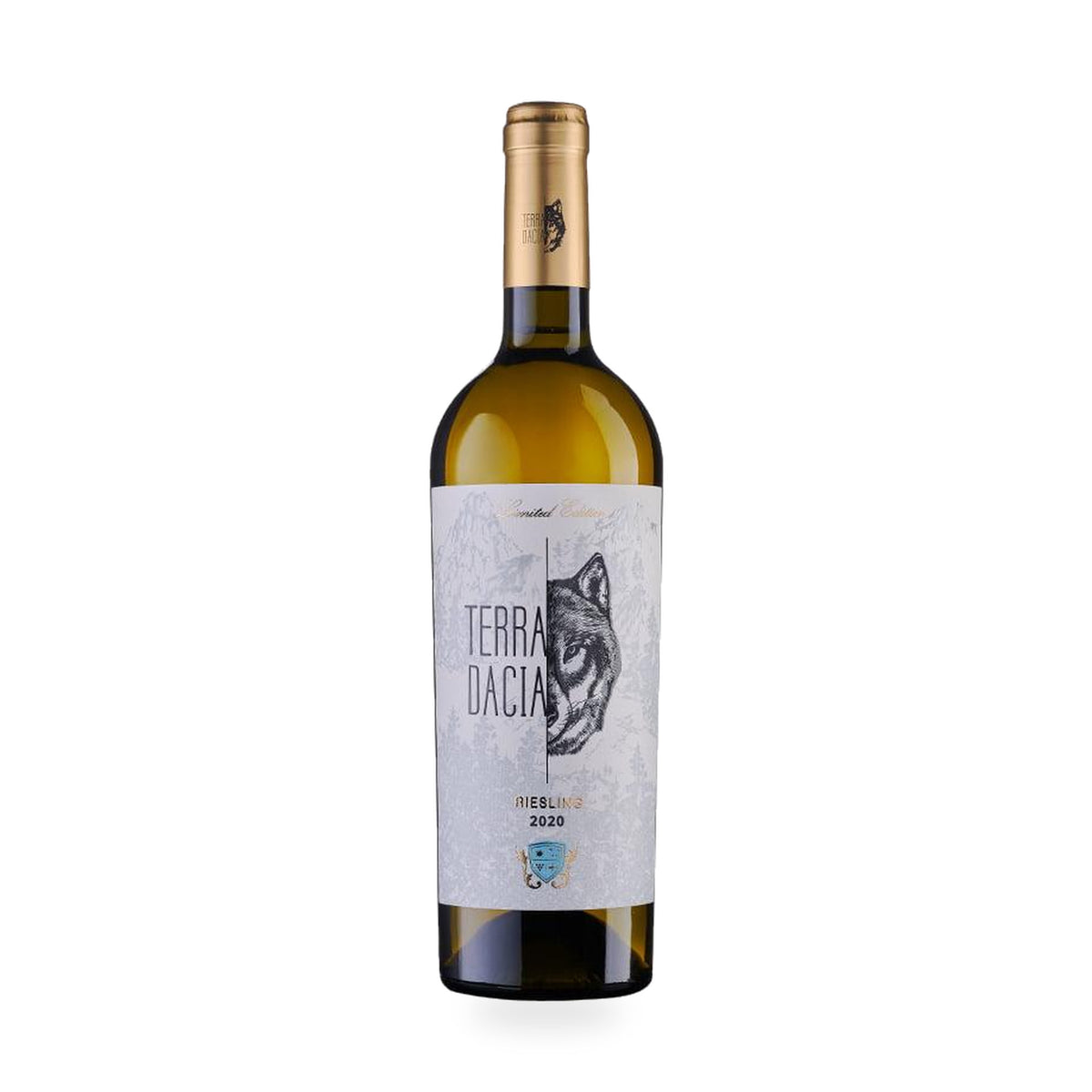 Terra Dacia Riesling – Semi-Dry White Wine – front-facing bottle on white background