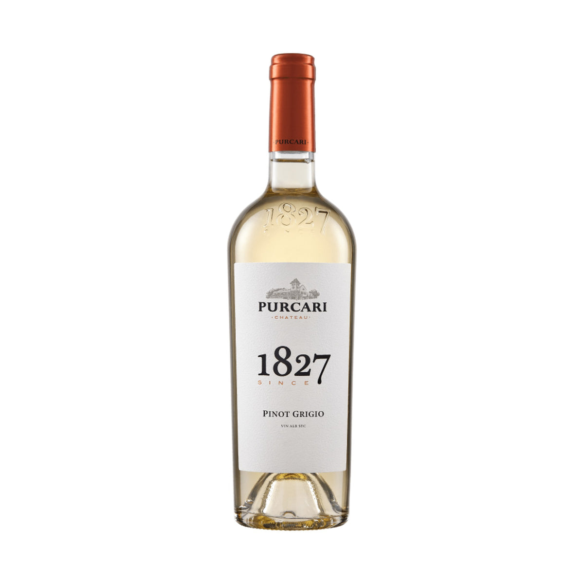 Château Purcari 1827 Pinot Grigio – Dry White Wine – front-facing bottle on white background