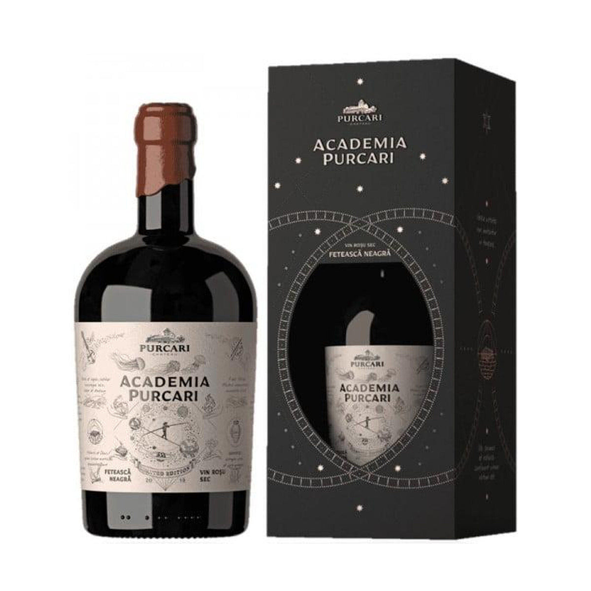 Château Purcari Academia Fetească Neagră – Dry Red Wine – front-facing bottle on white background