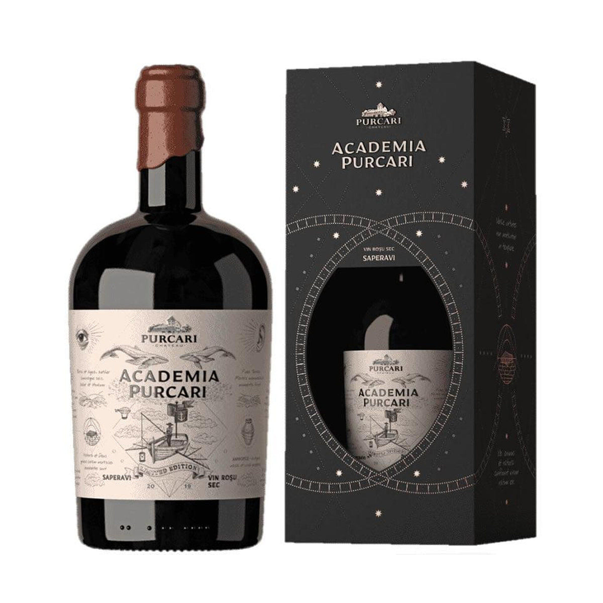 Château Purcari Academia Saperavi – Dry Red Wine – front-facing bottle on white background