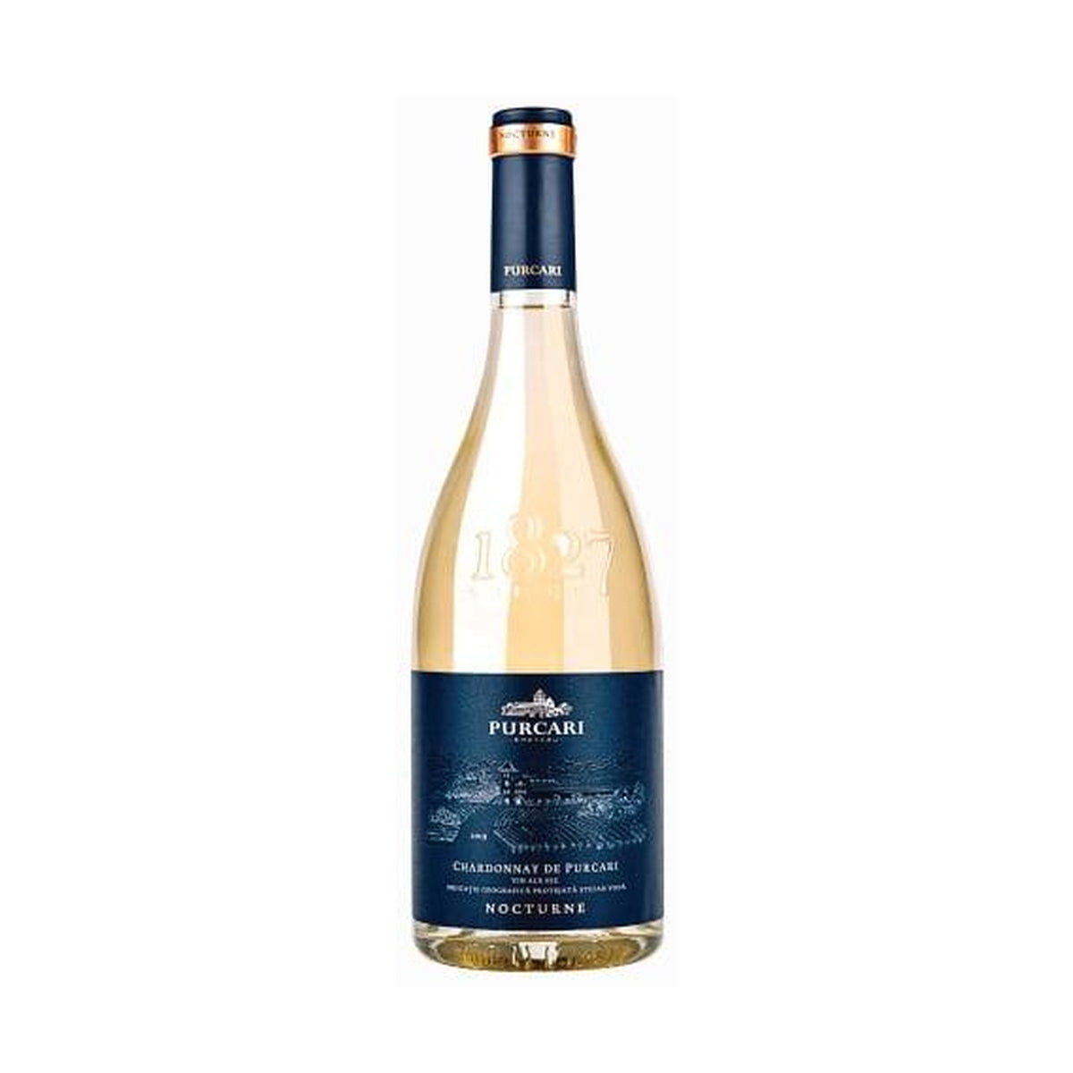 Château Purcari Nocturne Chardonnay – Dry White Wine – front-facing bottle on white background