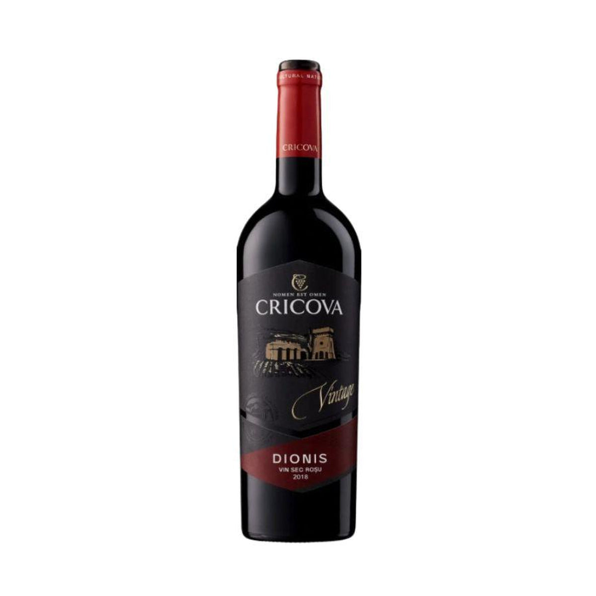Cricova Dionis – Dry Red Wine – front-facing bottle on white background