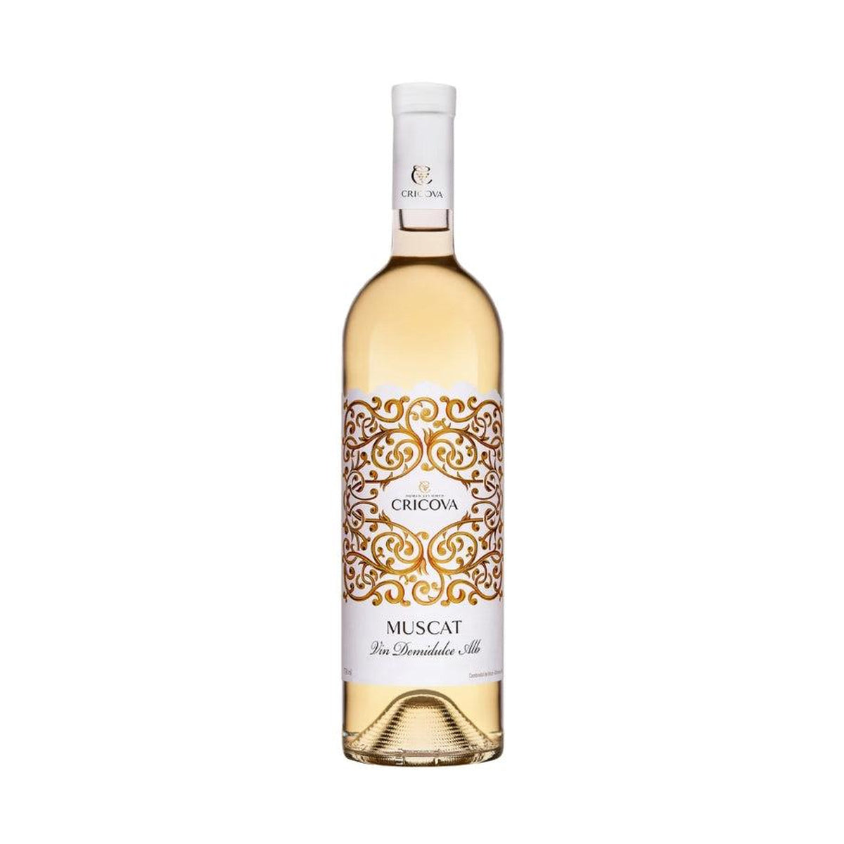 Cricova Muscat – Semi-Sweet White Wine – front-facing bottle on white background