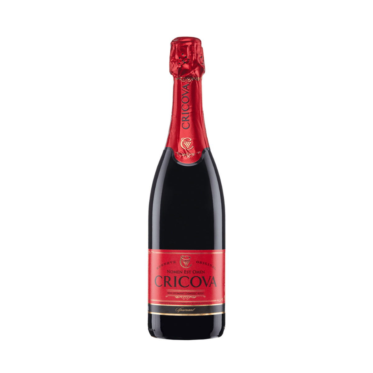 Cricova Red Sparkling – Semi-Dry Red Sparkling Wine – front-facing bottle on white background