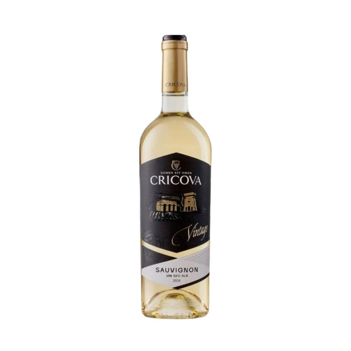 Cricova Sauvignon Blanc – Dry White Wine – front-facing bottle on white background