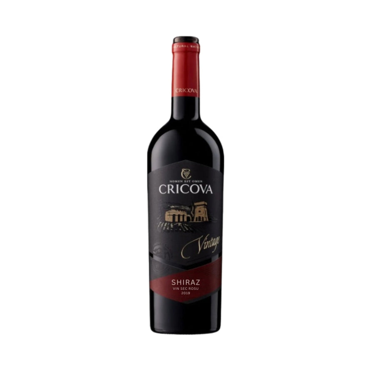 Cricova Shiraz – Dry Red Wine – front-facing bottle on white background