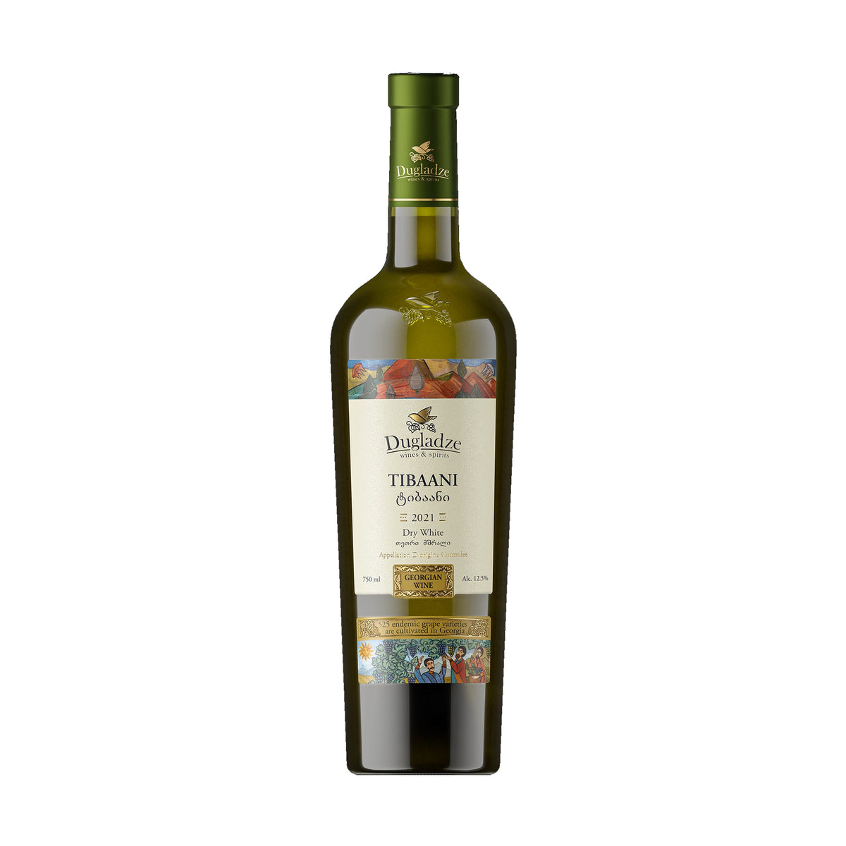 Tibaani Rkatsiteli — Georgian Dry White Wine – front-facing bottle on white background