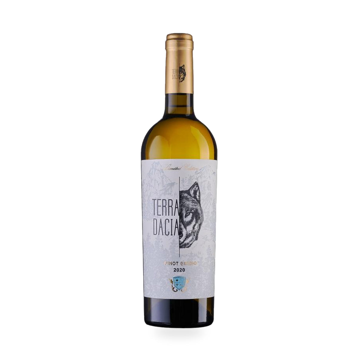 Terra Dacia Pinot Grigio – Dry White Wine – front-facing bottle on white background