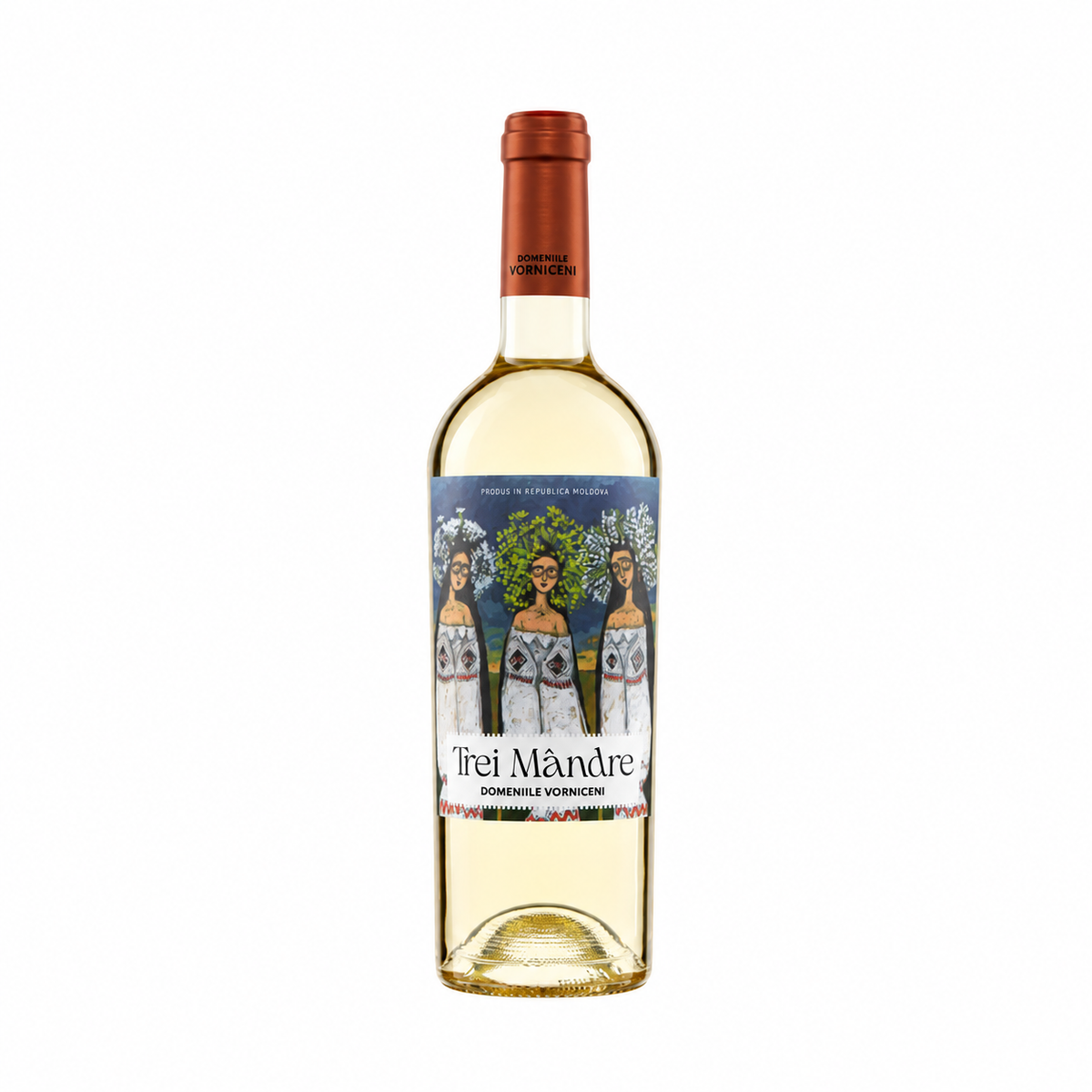 Domeniile Vorniceni Trei Mândre – Dry White Wine – front-facing bottle on white background