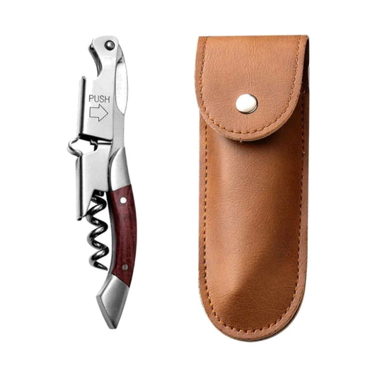 Professional Corkscrew – waiter’s friend corkscrew with rosewood handle and leather pouch